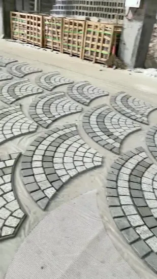 Black Granite Cobblestone on Mesh for Exterior Patio Paving 